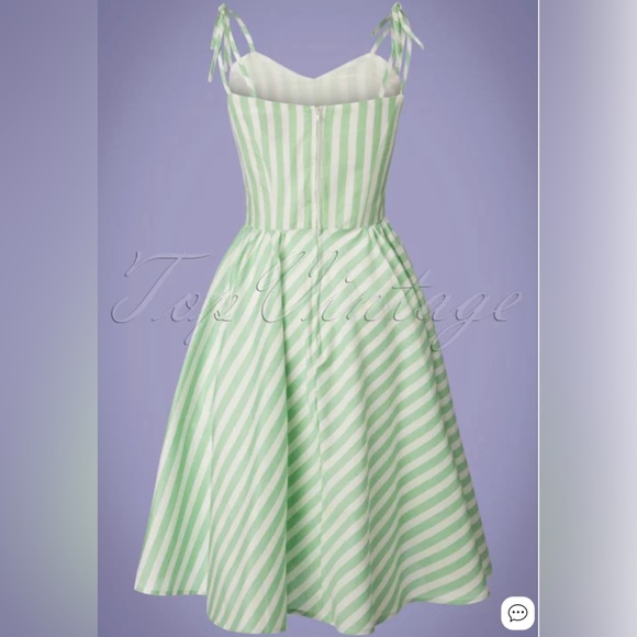 Banned Apparel 50s Candy Stripe Strappy Sundress in Green NWOT Size Large - Picture 3 of 12